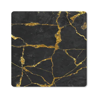 Produktbild von MuchoWow® Mauspad Mousepad Marmor - Gold - Schwarz - Marmoroptik - Glitter 20x20 cm - Mousepads - Maus Mat - Pad - Mausunterlage - Desk Mat - Bureauartikeln