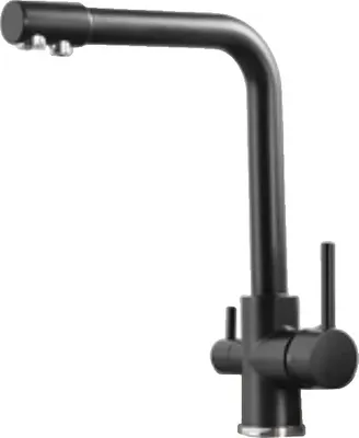 Obrázek produktu pro Filtrovaná kuchyňská baterie, dvojitá rukojeť, otáčení o 360 stupňů, černý chrom C