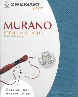 Zdjęcie produktu dla Tkanina do haftu MURANO Zweigart Precut 32 ct. 3984 kolor 5152 lazurowy niebieski, tkanina do haftu 48x68 cm