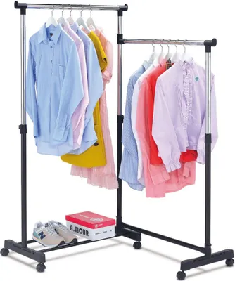Produktbild von Kleiderständer mit Lagerung, drehbarer 360 °, schwarze Farbe, Metall / Kunststoff, Chrom, - Abd -1215 Bk