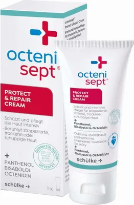 Obrázok produktu pre octenisept protect & repair cream - krém na ochranu a hojenie rán a starostlivosť o citlivú, suchú a popraskanú pokožku s panthenolom, 50 ml roztok