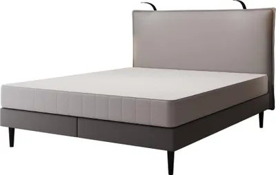 A bed with a mattress and headboard, shown against a white background.