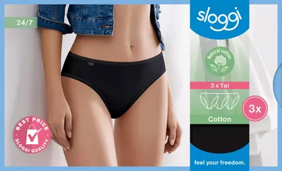 Zdjęcie produktu dla Sloggi Jazzpants bawełniane elastyczne czarne 3-pak rozmiar 44