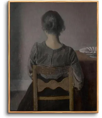 Productafbeelding van Vintage portret van een vrouw, canvas schilderij, 20x25 cm, met houten lijst