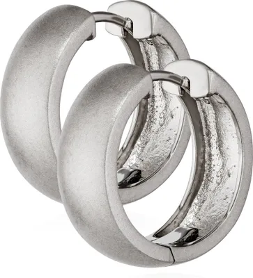 Produktbild von Paar 925er Sterlingsilber Klappcreolen Ohrringen 17,5mm Matt Anlaufgeschützt 4814