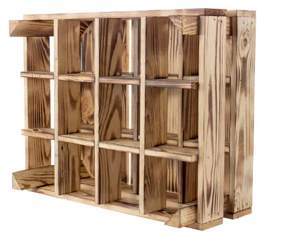 Produktbild von Stück neue geflammte/braune Holzkiste für Flaschen 50cm x 40cm x 23cm Flaschenregal Obstkiste Weinkiste Flaschenständer