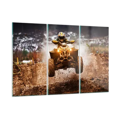 Produktbild von Bilder auf glas - Schlamm Schmutz Dakar Aktion - 105x70cm - Glasbilder - Wandbilder - Kunstdruck - zum Aufhängen bereit - Wanddekoration aus Glas - Glas Bilder - Wandbild auf Glas - GCE105x70-3055