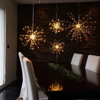 Produktbild von 3D LED Stern Feuerwerk - hängend - 200 warmweiße LED - D: 45cm - für Innen - silber
