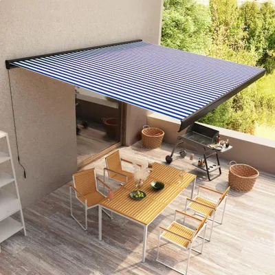 Zdjęcie produktu dla VidaXL Ręczny baldachim 400x300 cm niebiesko-biały