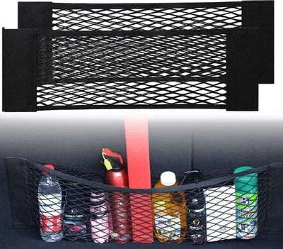Immagine prodotto di Set di borse da trasporto per auto - Rete universale di protezione per il bagagliaio - 60 x 25 cm - Adatta alla maggior parte dei modelli di auto - Con borsa da trasporto - Set da 2 pezzi