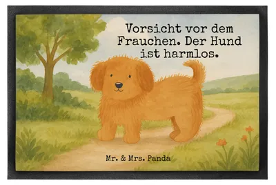 Produktbild von Mr. & Mrs. Panda fußmatte Hund Flauschig Design 50 x 75 cm - Weiß - Geschenk, Sprüche, Hunde, Witzig, Gummimatte, Schmutzmatte, Vierbeiner, Niedlich, Fußabstreifer