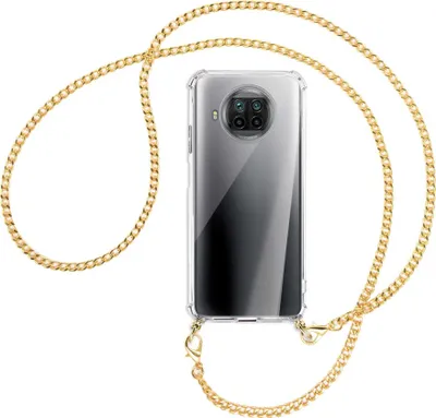 Produktbild von Handykette Backcover-Schutzhülle mit Band (Metall goldfarben) für Xiaomi Mi 10T Lite 5G - goldfarbene Kette