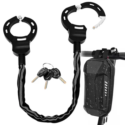 Immagine prodotto di Lucchetto per scooter con protezione in silicone, lucchetto a manette antifurto con chiave e sacchetto portaoggetti, colore nero
