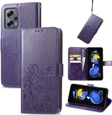 Produktbild von König Design Hülle kompatibel mit Xiaomi Redmi Note 11T 5G Kunstleder Handyhülle - Handy Case Violett