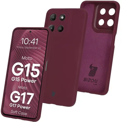 Produktbild von Silikon Handyhülle für Motorola Moto G17 / G17 Power / G15 / G15 Power, Bizon Soft Case, Pflaumenfarbe