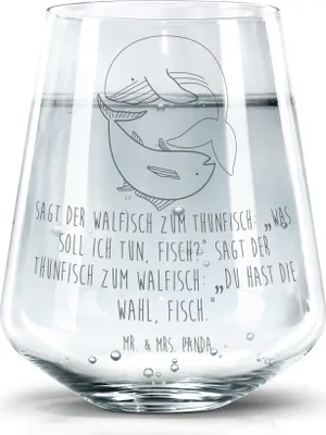 Produktbild von Mr. & Mrs. Panda Glas Walfisch Thunfisch - Transparent - Geschenk, Spruch Des Tages, Trinkgefäß, Witz, Flachwitz, Saftglas, Tumbler, Wahl, Lustige Sprüche, Lustig, Wal