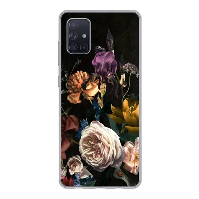 Produktbild von MuchoWow® Handyhülle Schutzhülle Hülle für Samsung Galaxy A71 Blumen - Rosen - Muster Silikon Softcase Handy Hülle - Kartenbesitzer