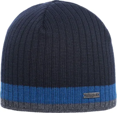 Eisglut Rippstrick-Mütze Styrmira Merino mit Innen-Fleece in blau