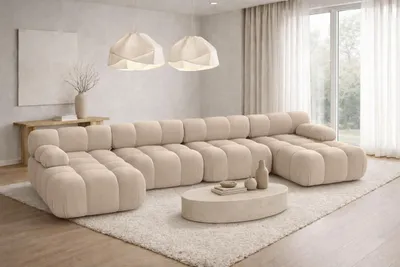 Produktbild von Kaiser Möbel Ecksofa U-Form XL, Stoff Velours Salvador, Beige, Selia U XL