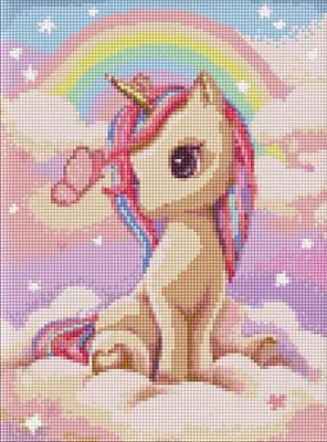 Immagine prodotto di Mosaico di diamanti - Curioso unicorno 30x40 cm - Ideyka