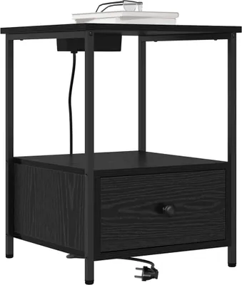 Image de vidaXL Table de chevet noire aspect chêne 42 x 41 x 56 cm en aggloméré