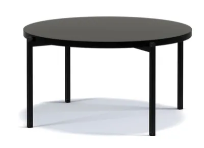 Produktbild von Runder Couchtisch Sampi 84 cm schwarz hochglanz – Moderner Wohnzimmertisch mit stabilem Metallgestell und eleganter runder Tischplatte