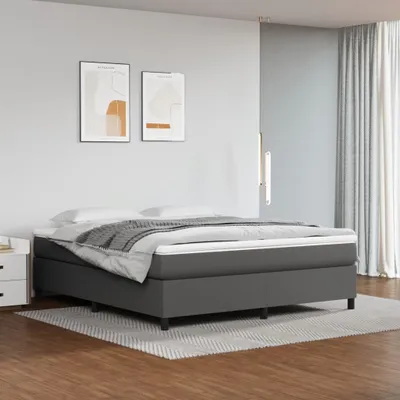 Produktbild von The Living Store Boxspringbett Grau 160x200 cm Kunstleder