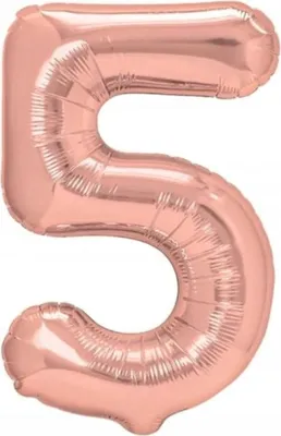Produktbild von Folienballon in Form der Zahl "5", roségoldfarben, Ballon "5", 100 cm