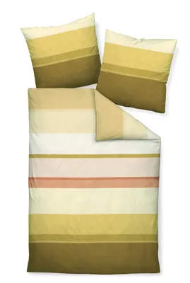 Produktbild von Janine Design Mako-Satin Bettwäsche-Garnitur moments 98074 Farbe cylongelb oliv rostorange-03 Größe 200x220+2x80x80cm