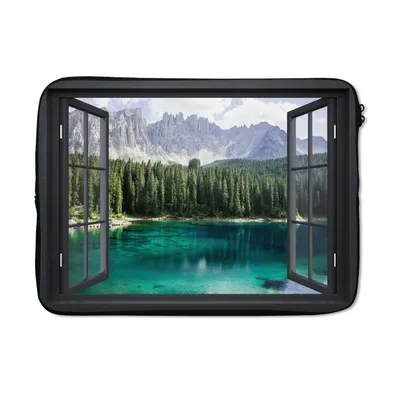 Produktbild von MuchoWow® Laptop Hülle 14 ZollAussicht - Baum - Berge Laptoptasche - Laptoptasche - Stoßsicher - Schutzhaube