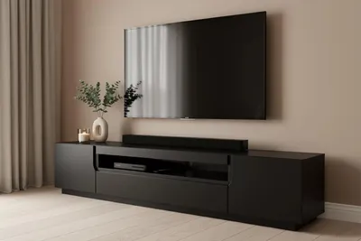 Obrázok produktu pre TV stolík 200 cm s otvorenou policou čierna tiché zatváranie Loftia