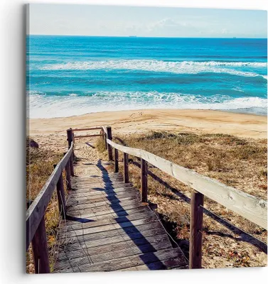 Produktbild von Bild auf Leinwand - Leinwandbild - Einteilig - Meer Strand Eintritt - 70x70cm - Wand Bild - Wanddeko - Wandbilder - Leinwanddruck - Bilder - Wanddekoration - Leinwand bilder - Wandbild - AC70x70-4359