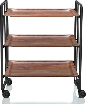 Image de DON HIERRO - Chariot de service pliable BAUHAUS avec roulettes - structure métallique noire, 3 niveaux, 3 positions