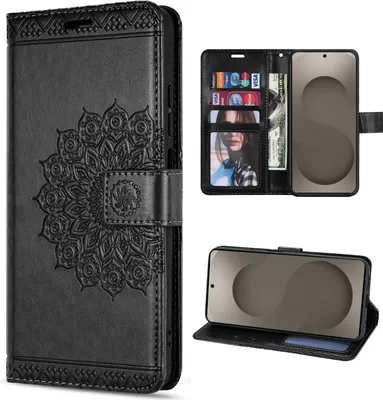 Produktbild von Hülle für Samsung Galaxy S26 Ultra Handyhülle Wallet Case mit Kartenfächern Mandala Schwarz
