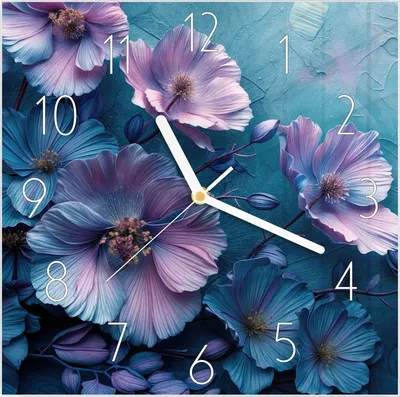 Produktbild von Wanduhr aus Glas mit Motiv Blumenmuster- 30 x 30 cm - inkl. Aufhängesystem