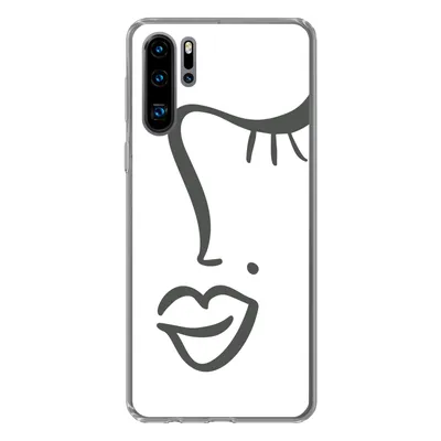 Produktbild von MuchoWow® Handyhülle Schutzhülle Hülle für Huawei P30 Pro Frau - Schwarz - Weiß - Abstrakt Silikon Softcase Handy Hülle - Schutzdeckel