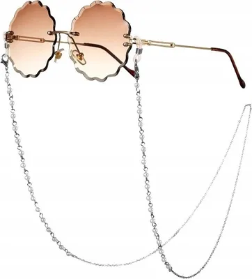 Produktbild von Brillenkette - Perlen - Stilvoll und Sicher - Silber - Eleganz - Gummienden - Metall