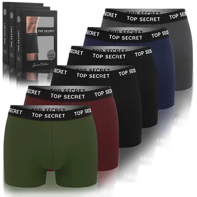 Obrázek produktu pro TOP SECRET pánské bavlněné boxerky, 6 kusů v balení, pánské spodní prádlo, mix barev, velikost M