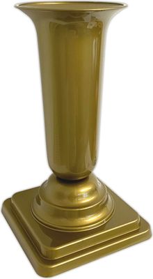 Grabvase Gold Grabschmuck Kunststoff Friedhofsvase mit Sockel Friedhof Blumenvase Grabdekoration Grab Vase Grabsteckvase