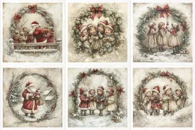 Image de Set de papier de riz - Père Noël, Enfants, Noël - RSM187 - Itd Collection