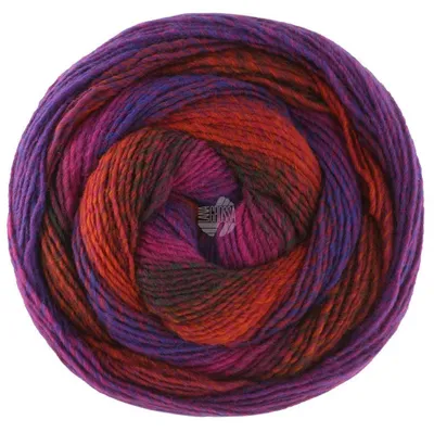 Produktbild von Lana Grossa GOMITOLO VERSIONE 200 g leicht gedrehtes Kammgarn mit effektvollem Farbverlauf und Struktur 700 m Farbe 459 - Rotviolett/Purpur/Schwarzgrün/Terrakotta/Blauviolett