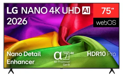 Produktbild von LG NANO 4K UHD AI 75NU800B6LA, 190,5 cm (75"), 3840 x 2160 Pixel, LED, Smart-TV, WLAN, Schwarz, KI-generiertes Bild