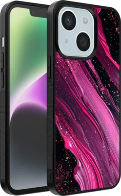 Produktbild von Smartphonica Handytasche passend für iPhone 14 Plus mit Marmordruck - TPU Rückendeckung Fall Marmor Design - Lila Rosa