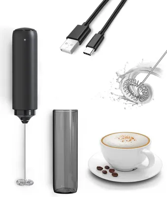 Produktbild von Milchaufschäumer Elektrisch, Tragbarer Mini-Mixer, Milchshake Mixer, USB Wiederaufladbar, für Kaffee/Milchkaffee/Cappuccino/heiße Schokolade