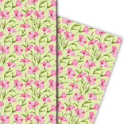 Produktbild von Edles Sommer Geschenkpapier mit gemalten Lilien, grün - G8193, 32 x 48cm