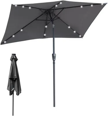Produktbild von Terrassenschirm 1,4 × 2,1 m mit LED-Beleuchtung – kompakt und gemütlich, grau
