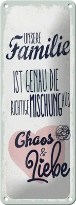 Produktbild von Blechschild  Unsere Familie Chaos Liebe, 27x10 cm, Blechschilder Spruch Glück Weisheit
