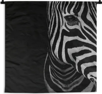Produktbild von MuchoWow® Wandteppich Wandbehang Tiere - Zebra - Schwarz - Weiß 60x60 cm Tapisserie Dekoration Wandtuch - Dekorationen - Wand Decke