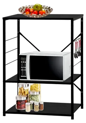 Produktbild von Küchenregal für Mikrowelle, Bäckerregal, Schwarz, 60 x 39,6 x 79,5 cm