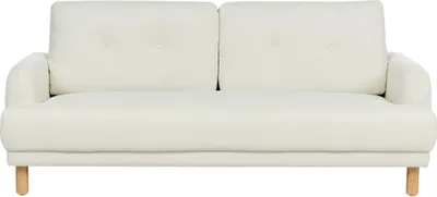 Produktbild von BELIANI 3-Sitzer Sofa Cremeweiß Stoffbezug mit Hohen Holzbeinen Armlehnen Knopfheftung Skandinavisch Retro Modern Wohnzimmer Ausstattung